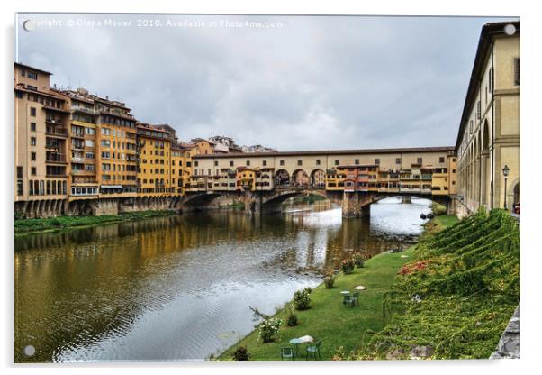 Ponte Vecchio over the river Arno Florence. Acrylic by Diana Mower