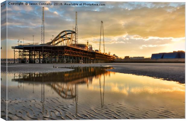 South Pier Sunrise, Blackpool Canvas Print by Jason Connolly