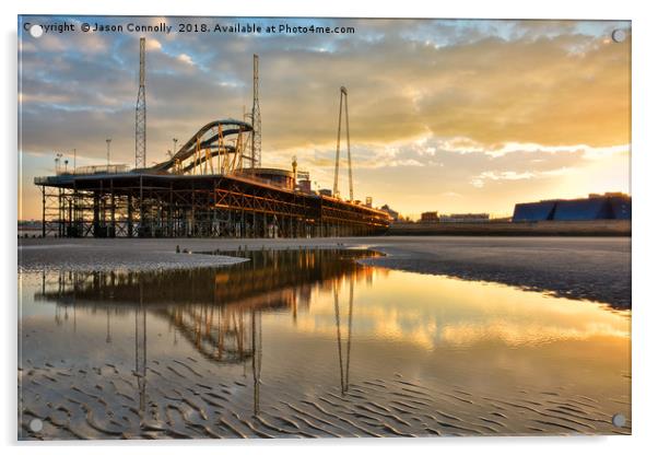 South Pier Sunrise, Blackpool Acrylic by Jason Connolly
