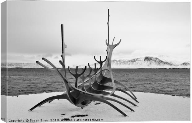 The Sun Voyager Sculpture, Reykjavic Canvas Print by Susan Snow