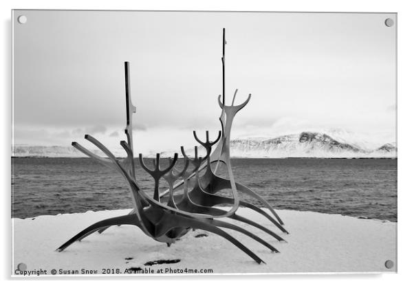 The Sun Voyager Sculpture, Reykjavic Acrylic by Susan Snow
