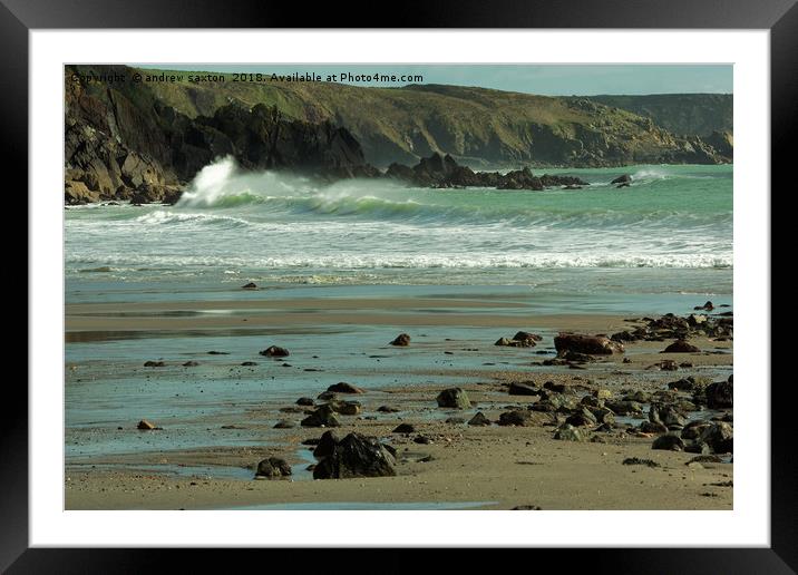 WAVES IN Framed Mounted Print by andrew saxton