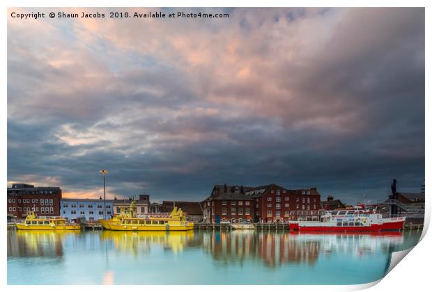 Poole Quay at sunset  Print by Shaun Jacobs