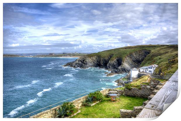 View from Lewinnick Lodge Pentire Print by David Stanforth