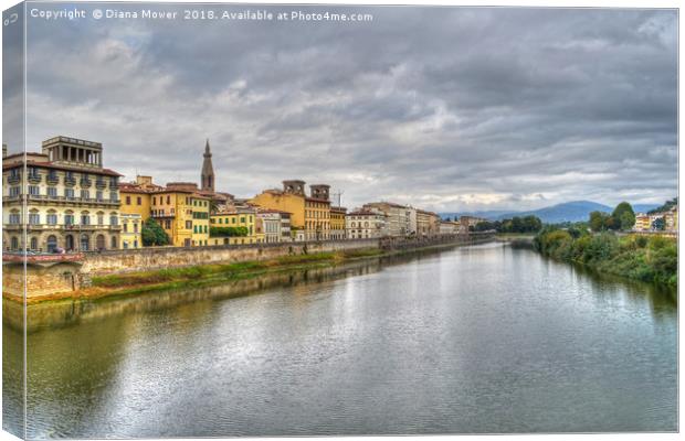 The river Arno Florence. Canvas Print by Diana Mower
