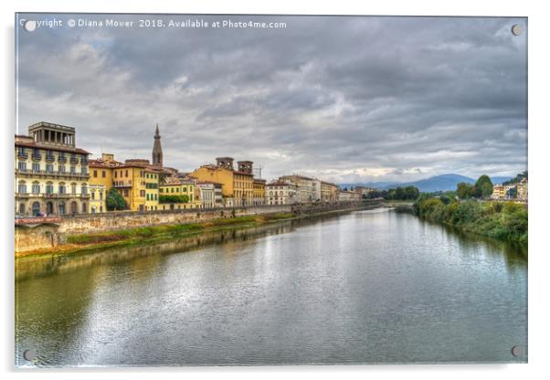 The river Arno Florence. Acrylic by Diana Mower
