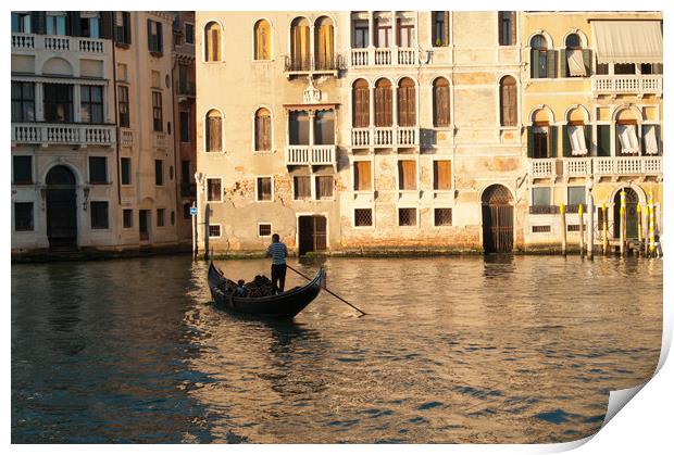 Silhouette of a gondola in evening sun Print by Andrew Michael