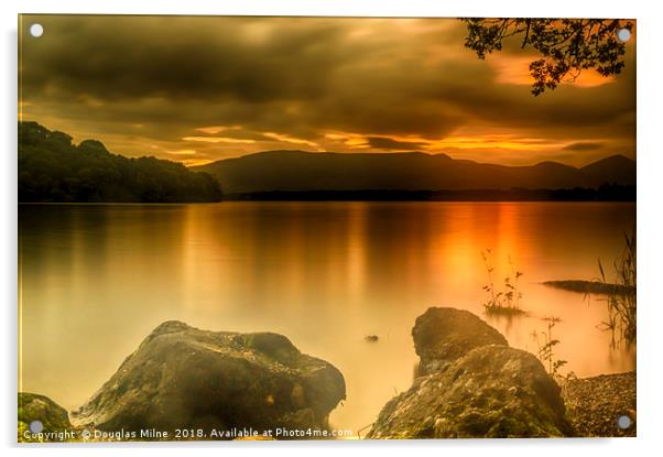 Loch Lomond Sunset Acrylic by Douglas Milne