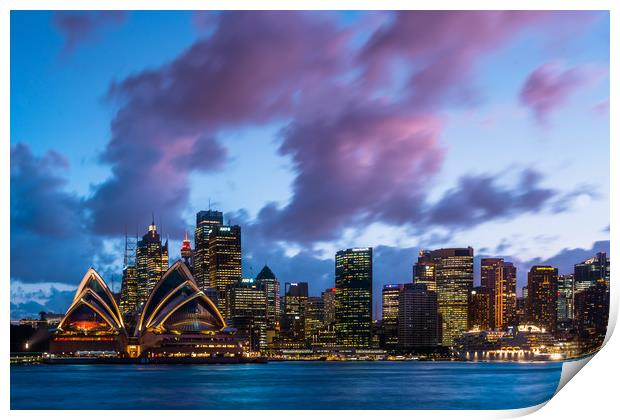 Sydney Australia city skyline Print by Andrew Michael