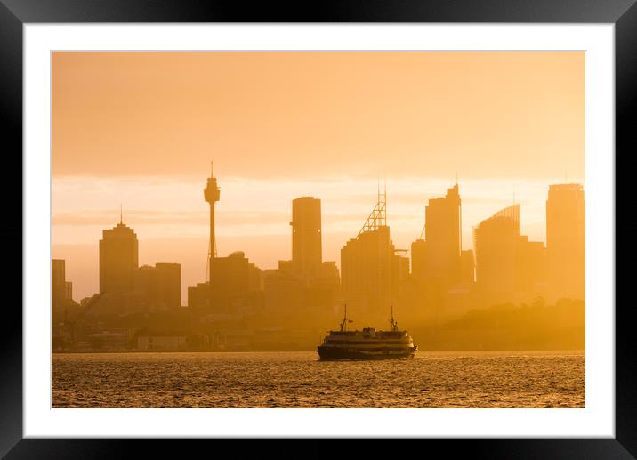 Golden Sydney city skyline Framed Mounted Print by Andrew Michael