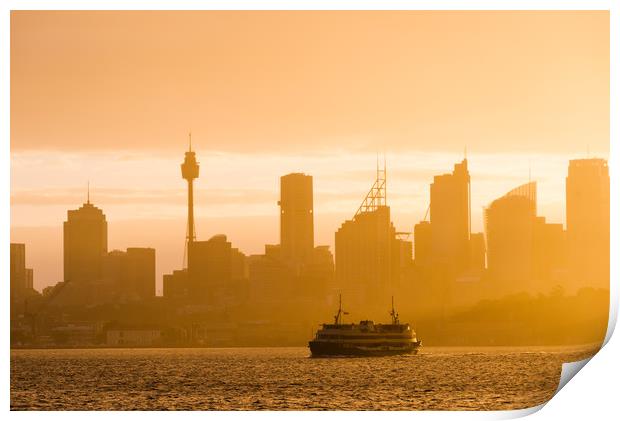 Golden Sydney city skyline Print by Andrew Michael