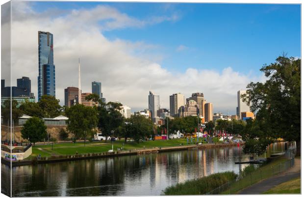 Melbourne city skyline of the Yarra river Canvas Print by Andrew Michael