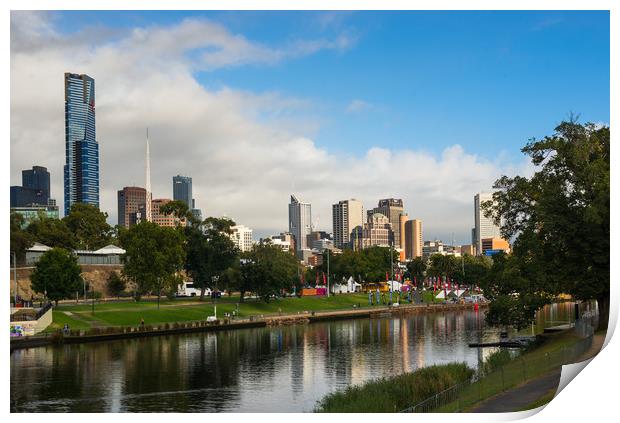 Melbourne city skyline of the Yarra river Print by Andrew Michael