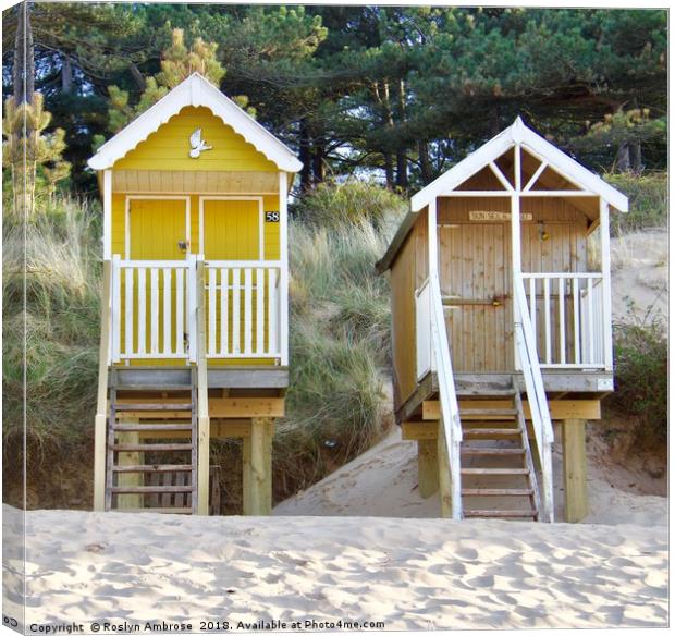 Beach Hut 58 & Beach Hut "Sun Sea & Sand"  Well-Ne Canvas Print by Ros Ambrose