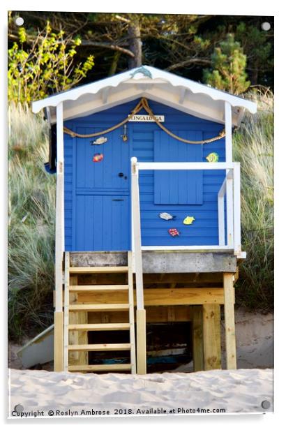Beach Hut "Linga Longa"  Wells-Next-The Sea Acrylic by Ros Ambrose