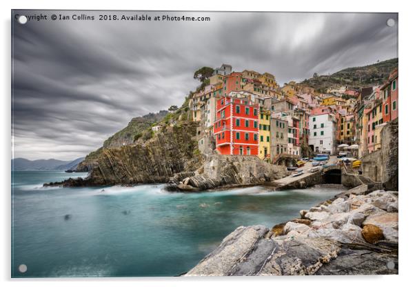 Cloudy Day in Riomaggiore Acrylic by Ian Collins