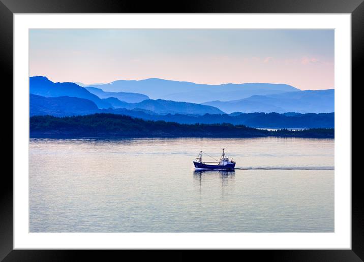 Fishing boat at dawn Framed Mounted Print by Andrew Michael
