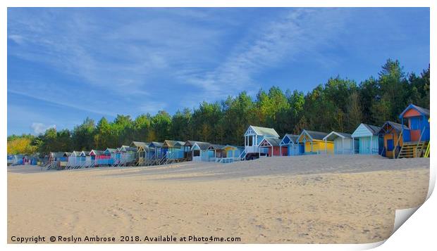 Beach Huts Well-Next-The-sea Print by Ros Ambrose