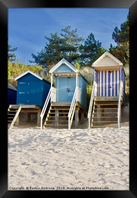 Beach Huts "Sand in My Shoes" Wells-Next-The-Sea Framed Print by Ros Ambrose