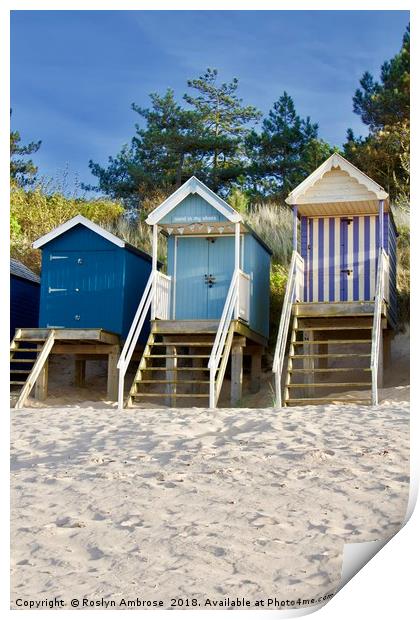 Beach Huts "Sand in My Shoes" Wells-Next-The-Sea Print by Ros Ambrose