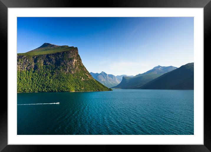 Scenic views over Oldevatnet Lake Framed Mounted Print by Andrew Michael