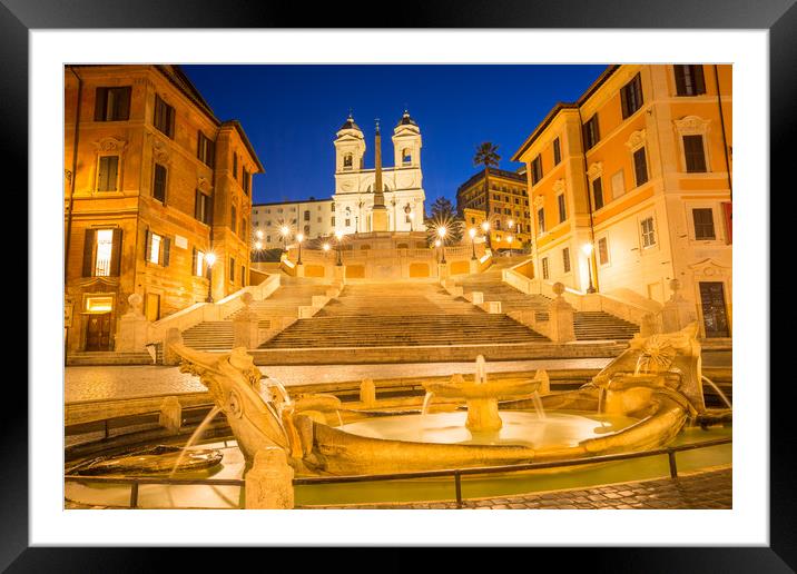 The Spanish Steps at dawn Framed Mounted Print by Andrew Michael