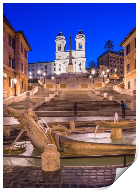 The Spanish Steps at dawn Print by Andrew Michael