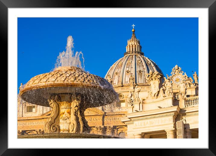 Bernini's fountains at St. Peter's square Framed Mounted Print by Andrew Michael