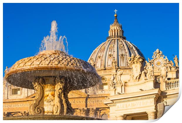 Bernini's fountains at St. Peter's square Print by Andrew Michael