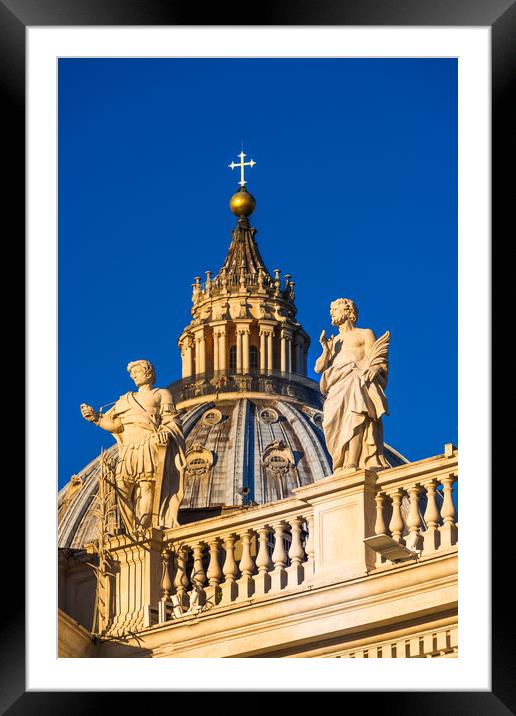 St Peter's Cathedral Cupola and religious statues Framed Mounted Print by Andrew Michael