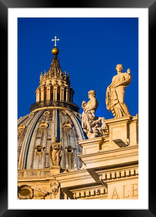 St Peter's Cathedral Cupola and religious statues Framed Mounted Print by Andrew Michael