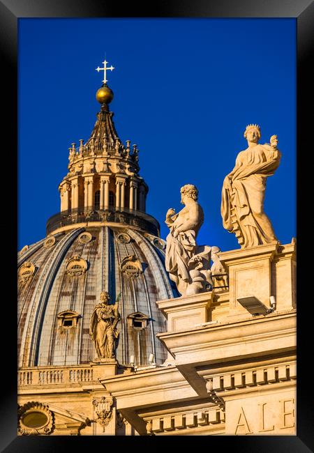 St Peter's Cathedral Cupola and religious statues Framed Print by Andrew Michael