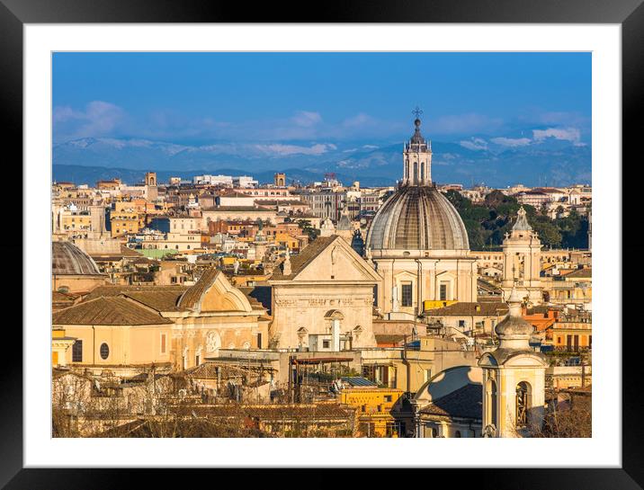 Historic Rome city skyline with domes and spires Framed Mounted Print by Andrew Michael