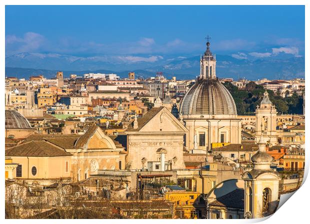 Historic Rome city skyline with domes and spires Print by Andrew Michael