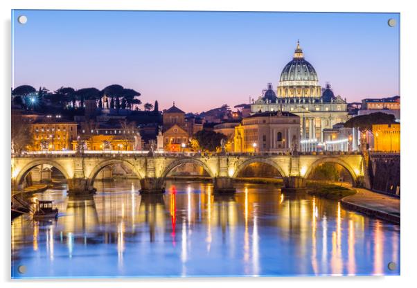 St Peter's Cathedral and Vatican city seen at dusk Acrylic by Andrew Michael