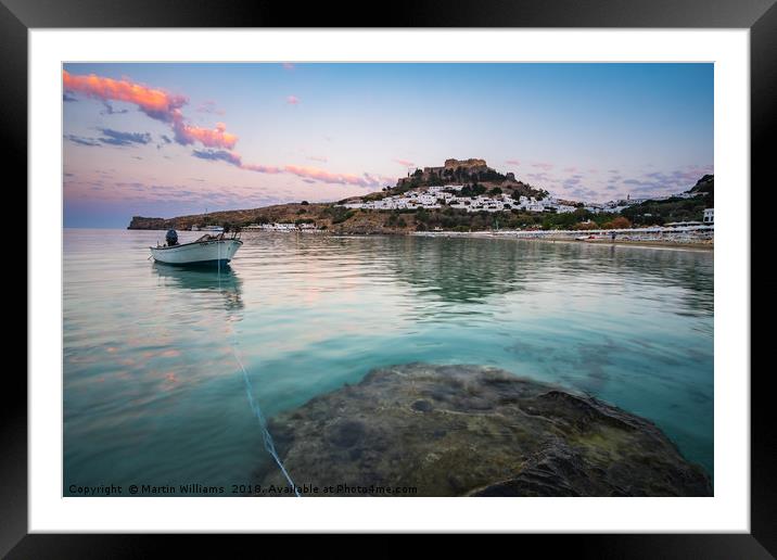 Lindos Bay, Rhodes, Greece Framed Mounted Print by Martin Williams