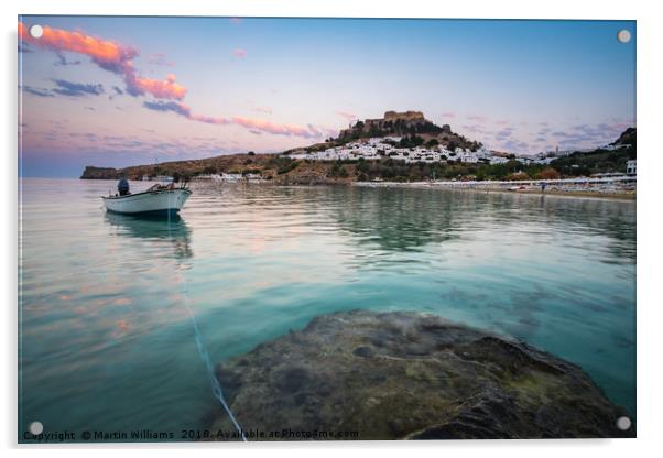 Lindos Bay, Rhodes, Greece Acrylic by Martin Williams