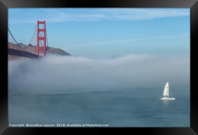 San Francisco Bay With Fog Framed Print by jonathan nguyen