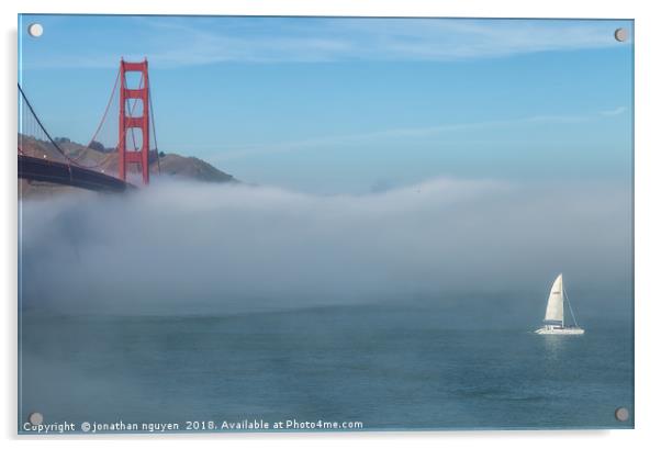 San Francisco Bay With Fog Acrylic by jonathan nguyen