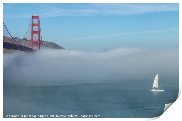 San Francisco Bay With Fog Print by jonathan nguyen