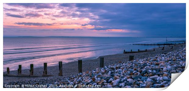East Wittering Coastline at Sunset Print by Milton Cogheil
