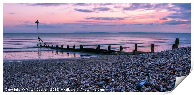 Sunset on the East Wittering Coastline Print by Milton Cogheil