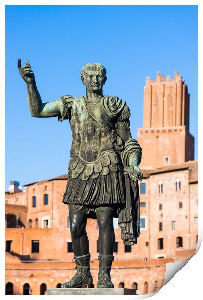 Emperor Trajan statue at Trajan's Market Print by Andrew Michael