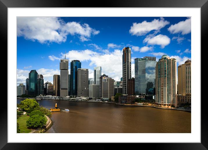 Brisbane city skyline Framed Mounted Print by Andrew Michael