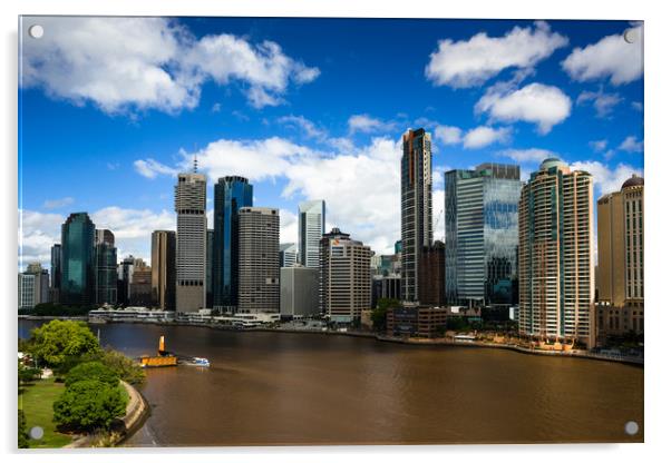 Brisbane city skyline Acrylic by Andrew Michael