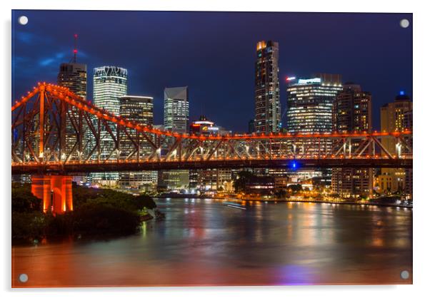 Story Bridge Brisbane Acrylic by Andrew Michael