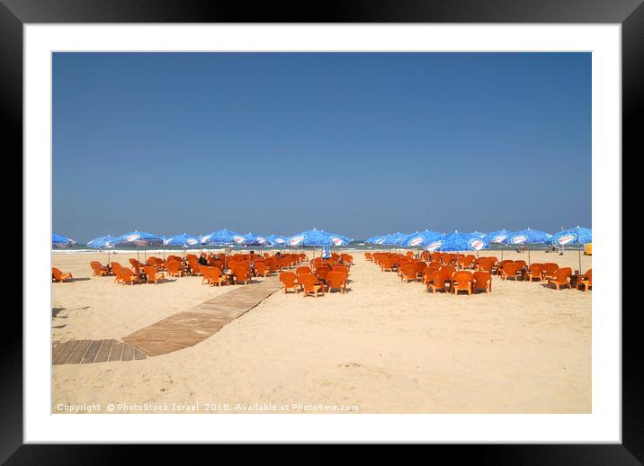 Israel, Tel Aviv, The mediterranean beach front Framed Mounted Print by PhotoStock Israel
