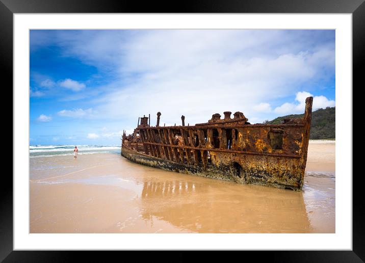 Maheno Shipwreck, Fraser Island Framed Mounted Print by Andrew Michael