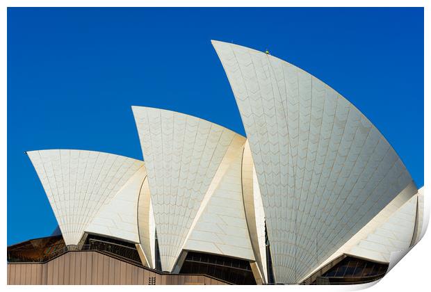 Man at work at the top of one of Sydney Opera Hous Print by Andrew Michael