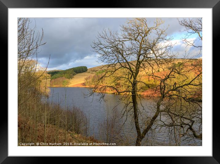 Goyt Valley and Errwood Resevoir at sunset Framed Mounted Print by Chris Warham